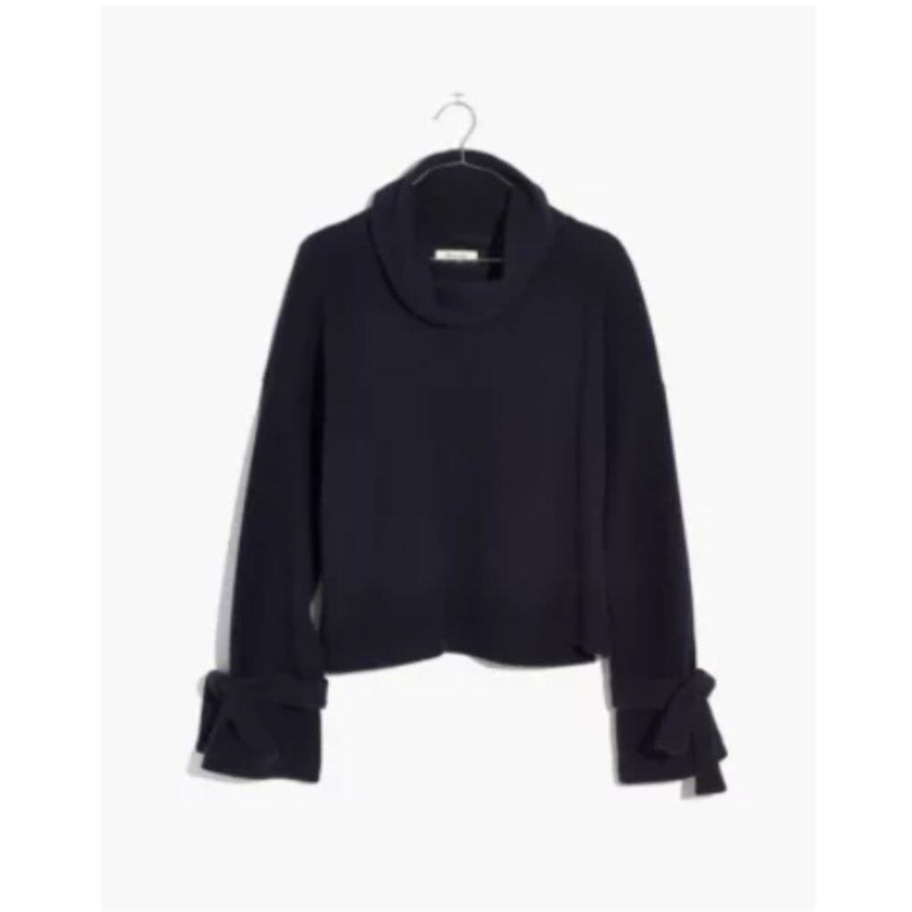 Madewell Turtleneck Tie-Cuff Sweater Top